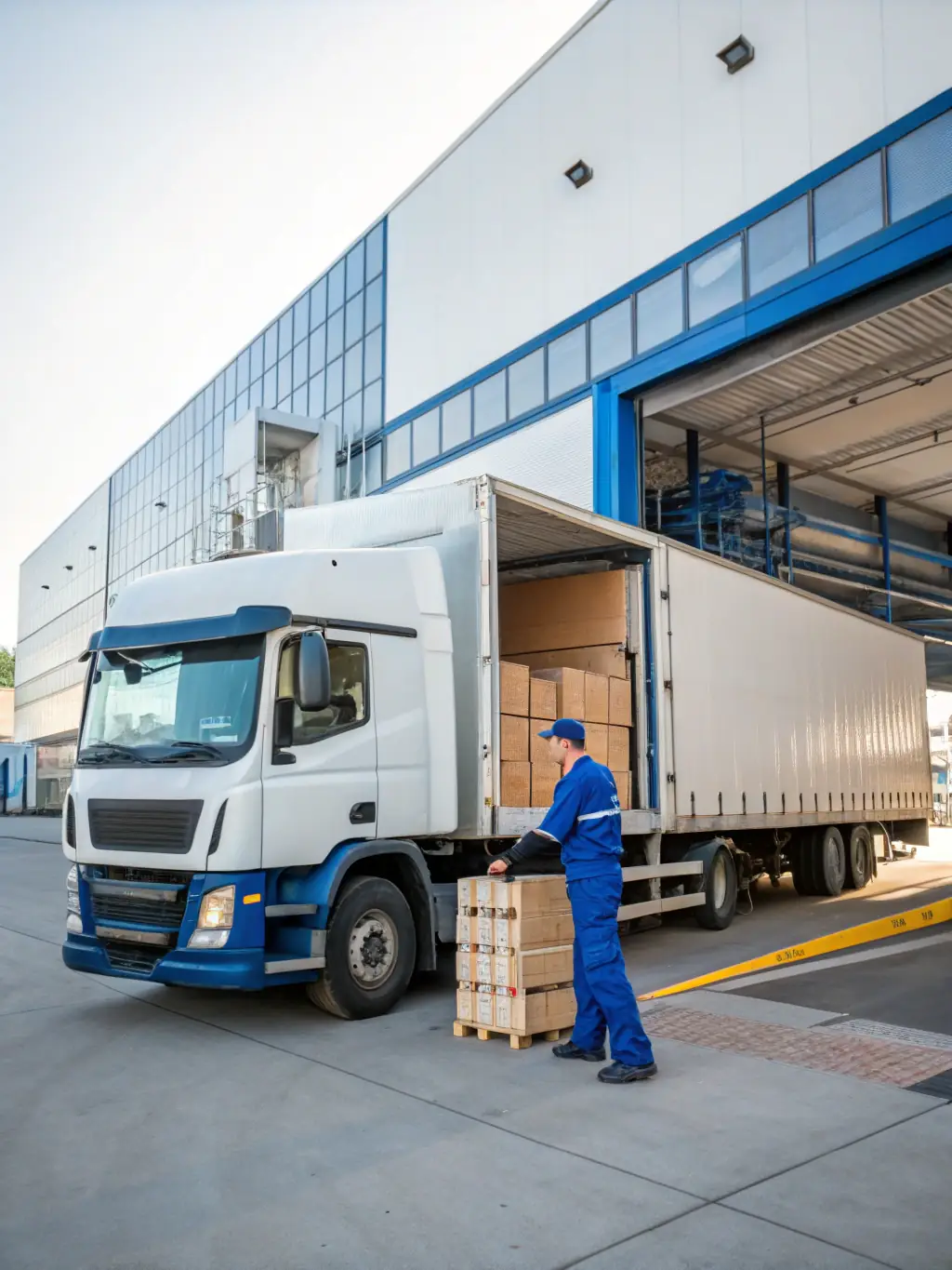 A delivery truck unloading vehicles at a client’s location, showcasing Atlas Automotive Group's reliable final delivery and logistics service.